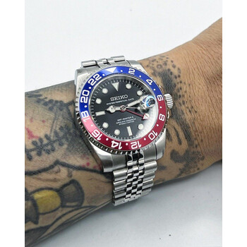 Custom Seiko Mod • Pepsi (aluminum) GMT-Master II on jubilee • 40mm